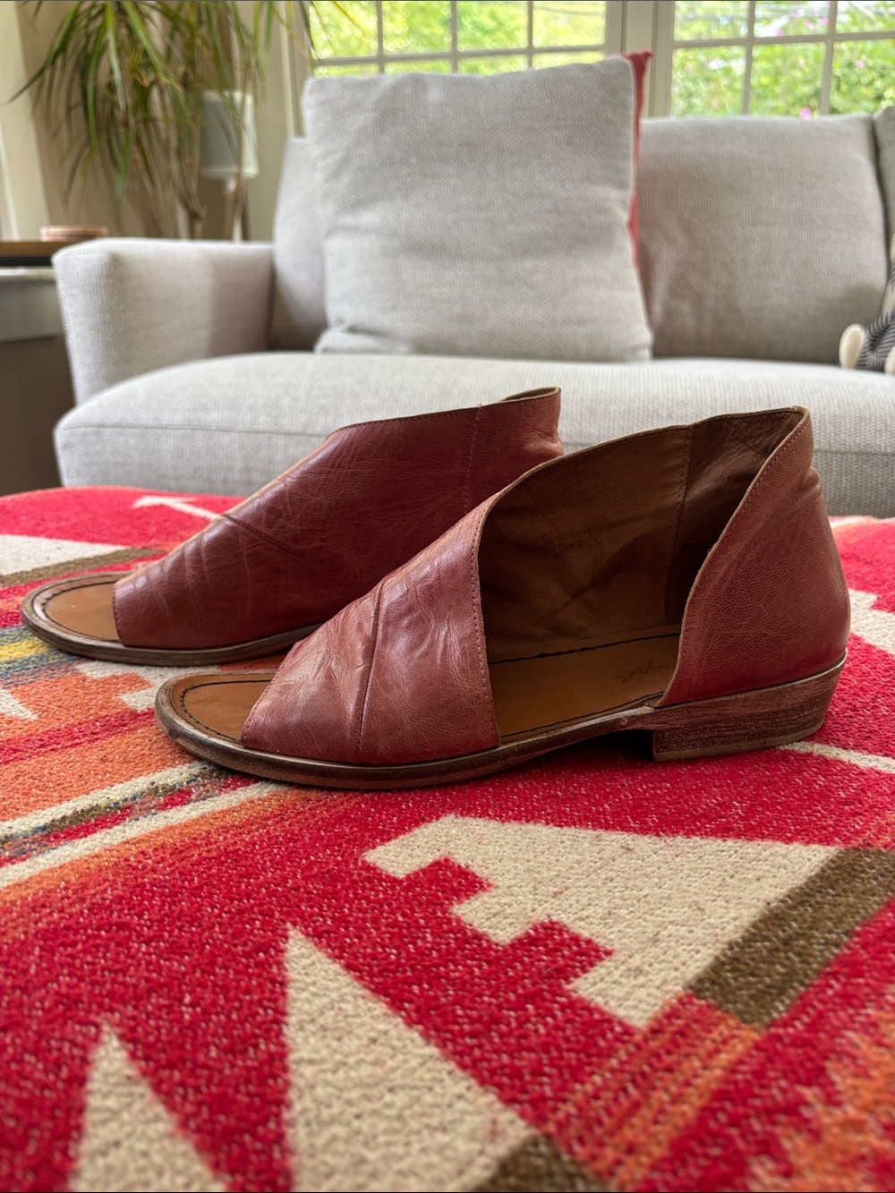 Free People Mont Blanc Leather Sandals in Faded Red